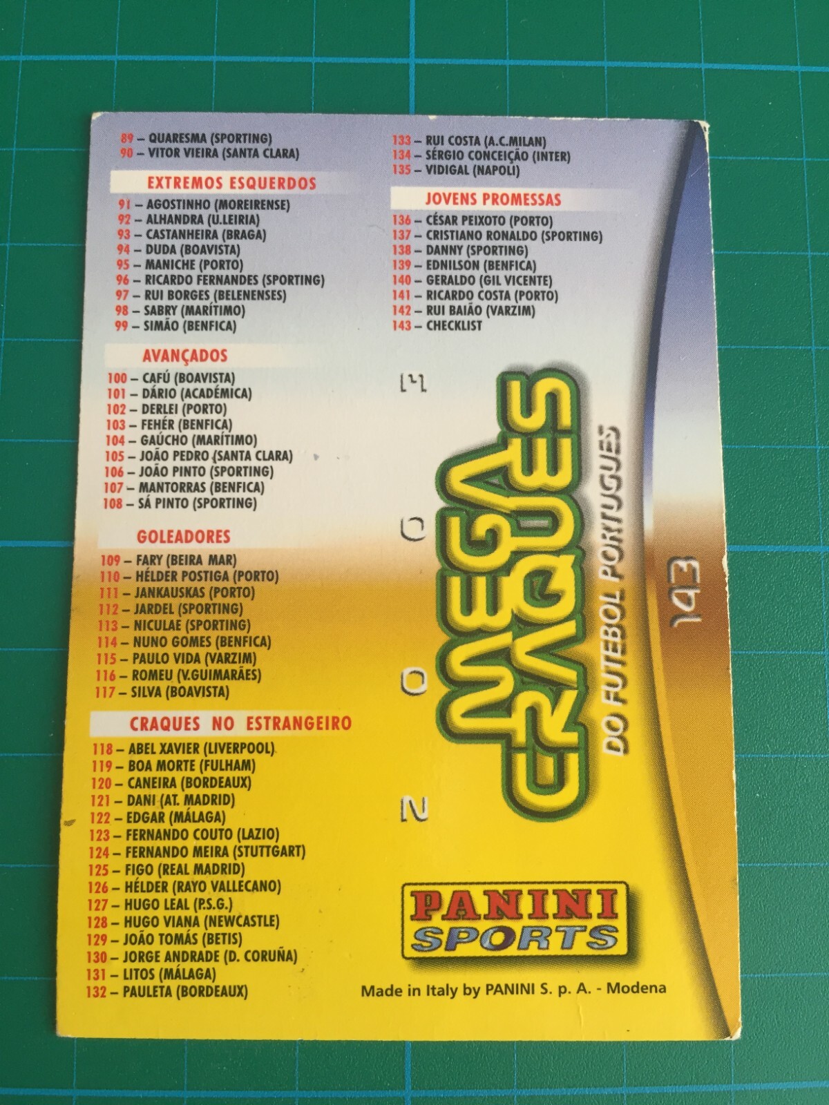 2003 Panini Mega Craques Cristiano Ronaldo ROOKIE Checklist Megacraques #143