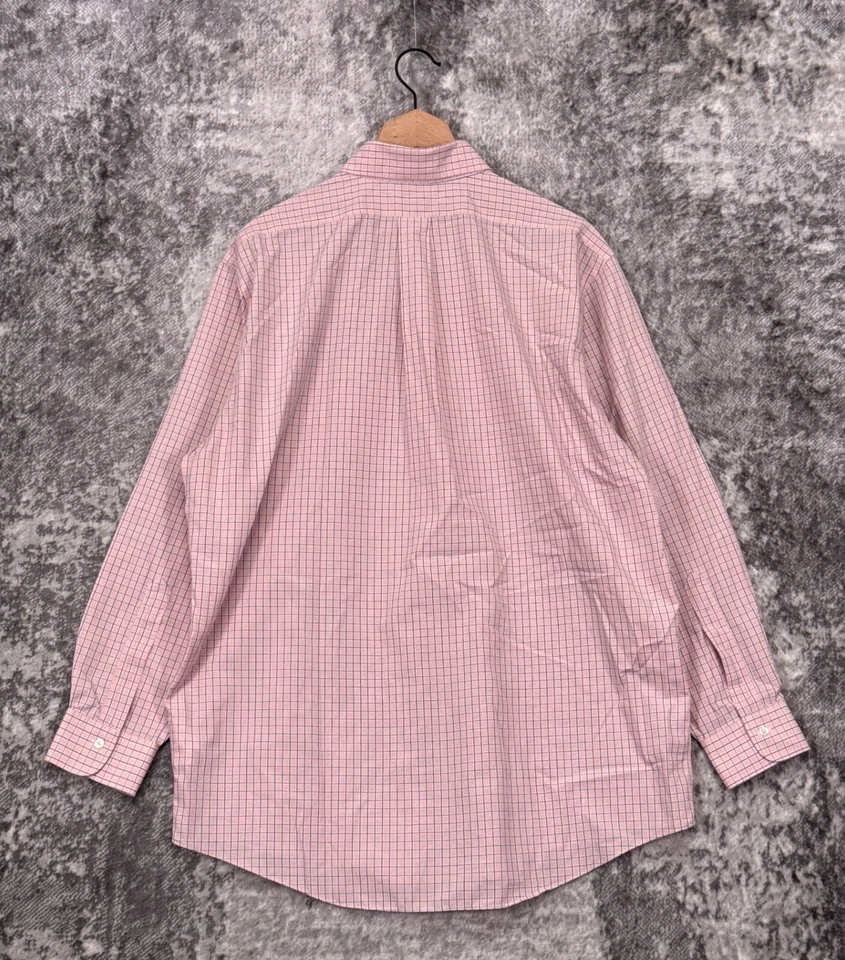 Camisa de vestir Brooks Brothers 16,5 para hombre calce Madison rosa a cuadros Supima Foto 3 de 4
