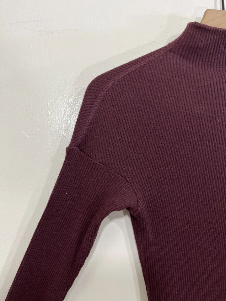 Theory 羊毛混纺罗纹针织毛衣连衣裙 S 办公室极简主义 Scandi Bodycon — 第 3/4 张图片