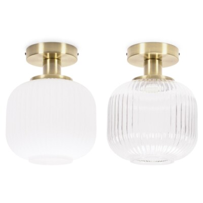 Moderne Gold Unterputz Deckenleuchte Fassung Opal / Klarglas Lampenschirme LED Leuchtmittel