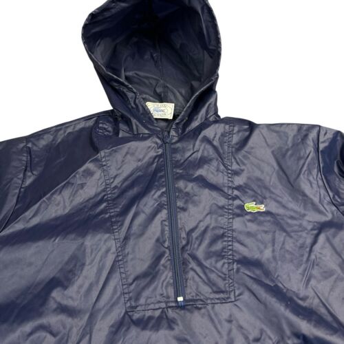 Vintage Lacoste Izod Rain Jacket Mens L Anorak Windbreaker Blue Packable - Picture 2 of 12