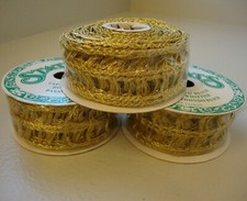 Stats Gold Lace Wired Ribbon 3-Spool Lot Fancy Christmas Wrap 1 3/4" Wide