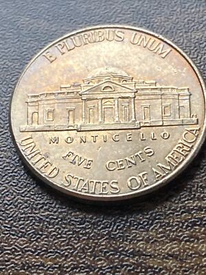 2013 P Jefferson Nickel Actual Coin Unique One-of-a-kind Blue Tone