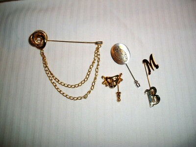 Lot of 4 Silver & Gold Tone Metal ''STICK PINS'' Reed & Barton, Monet and More