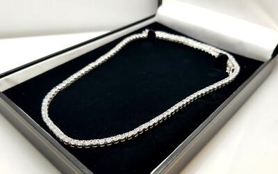 Tennis-Halskette mit Diamanten in Weißgold-Finish portofrei Geschenkidee