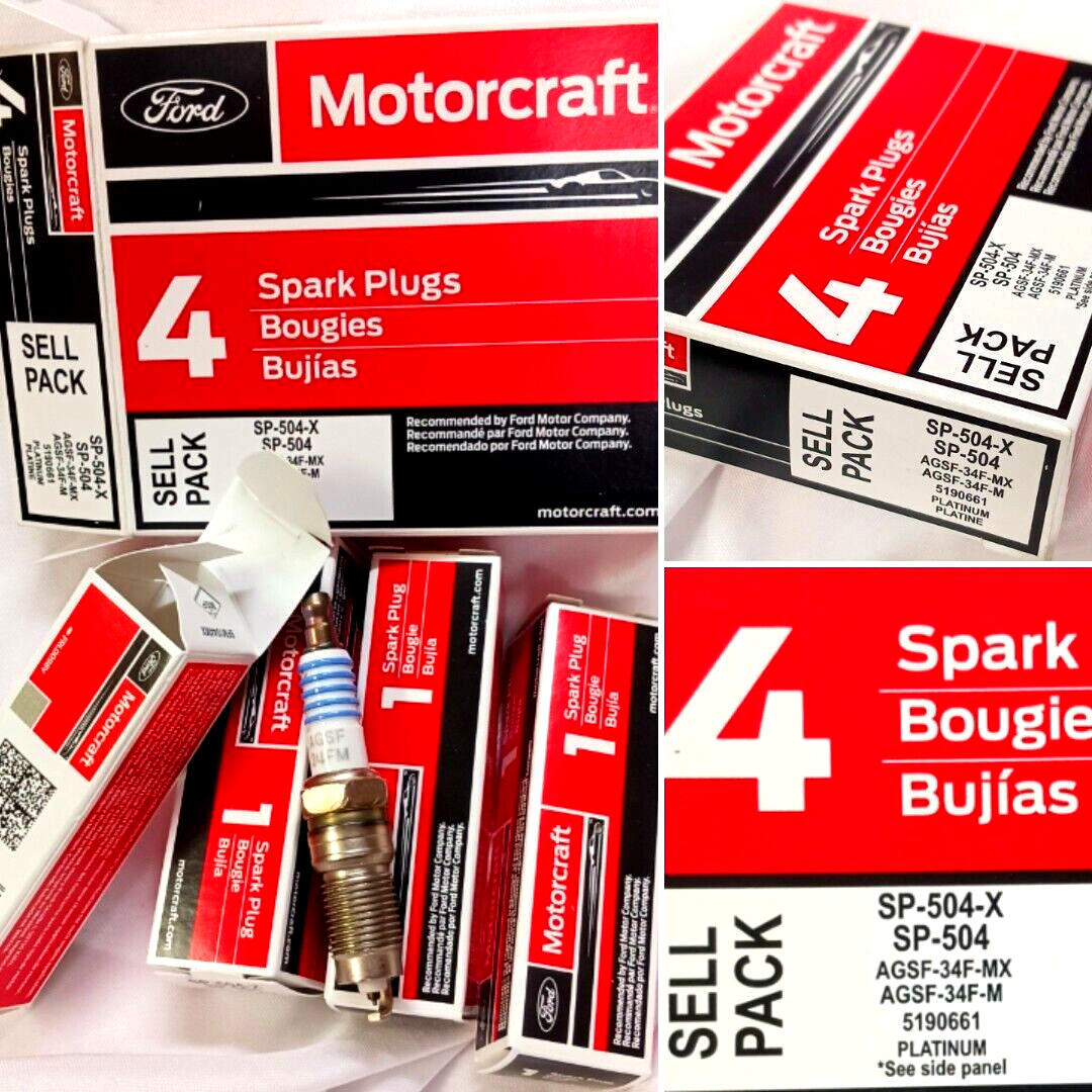 FORD MOTORCRAFT SP-504-X PLATINUM SPARK PLUGS 4-PACK SET SP504X GENUINE OEM PART