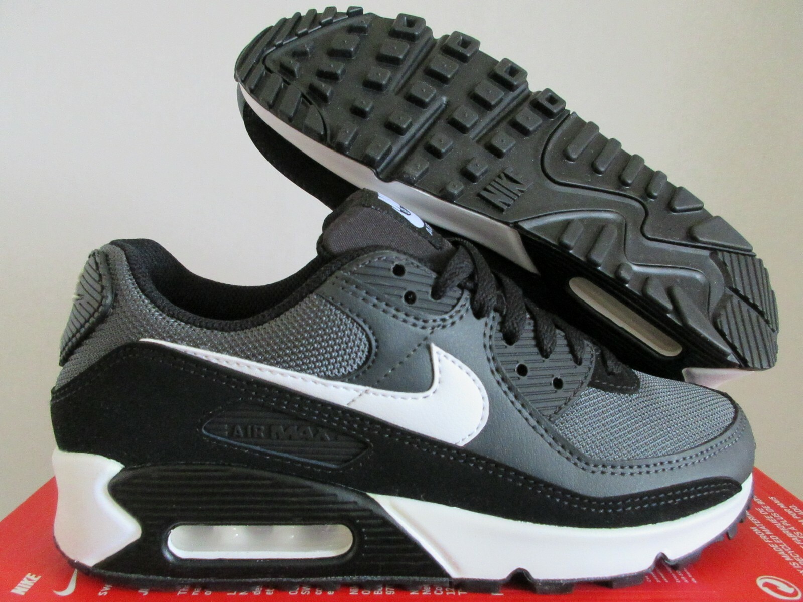 MENS NIKE AIR MAX 90 IRON GREY-WHITE-DARK SMOKE-GREY SZ 8 [CN8490-002] -  Shopping.com