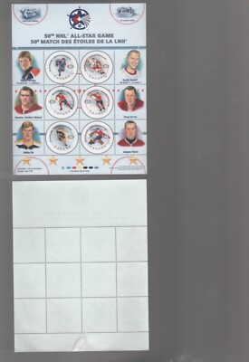 Canada Post NHL 50th All Star Game Stamp Sheet NEW Gretzky Orr Howe Richard bb10