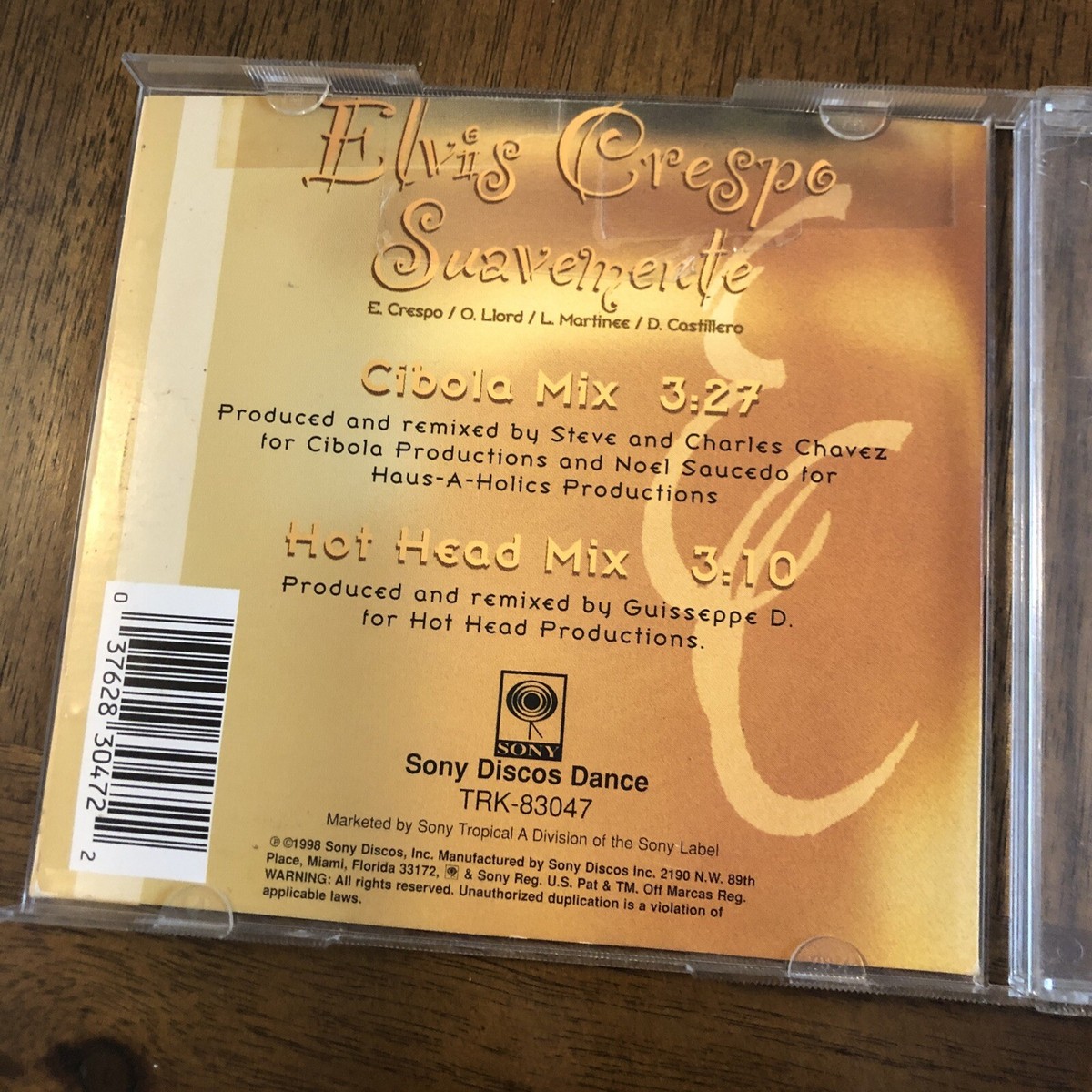 Suavemente Remixes [Single] by Elvis Crespo (CD, Jan-1999, Sony Discos Inc.)