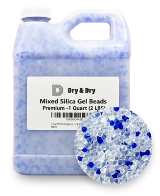 [1.9 LBS] Blue Mixed(Blue and Clear) Silica Gel Beads Desiccant Beads(Industry S