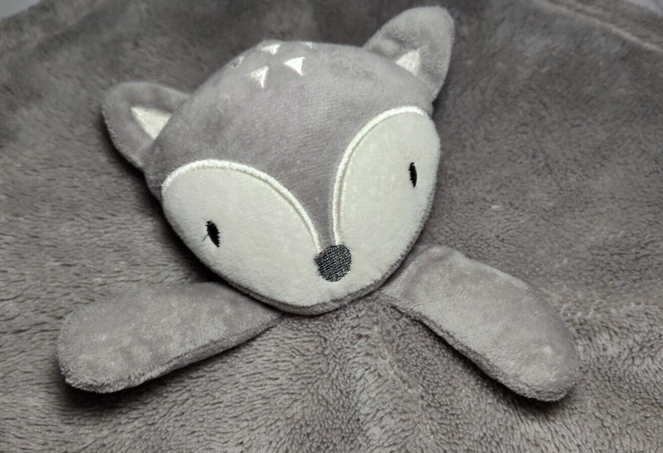 Manta de seguridad para bebé 13" Chick Pea Fox mapache marrón Lovey suave polar gris Foto 4 de 4