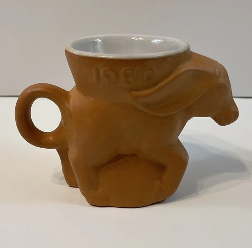 Vintage 1980 Frankoma Democrat Political Party Terra Cotta Donkey Mug Cup - Picture 3 of 9
