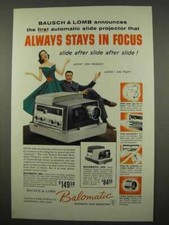 1957 Bausch Lomb Balomatic 500 Slide Projector Ad