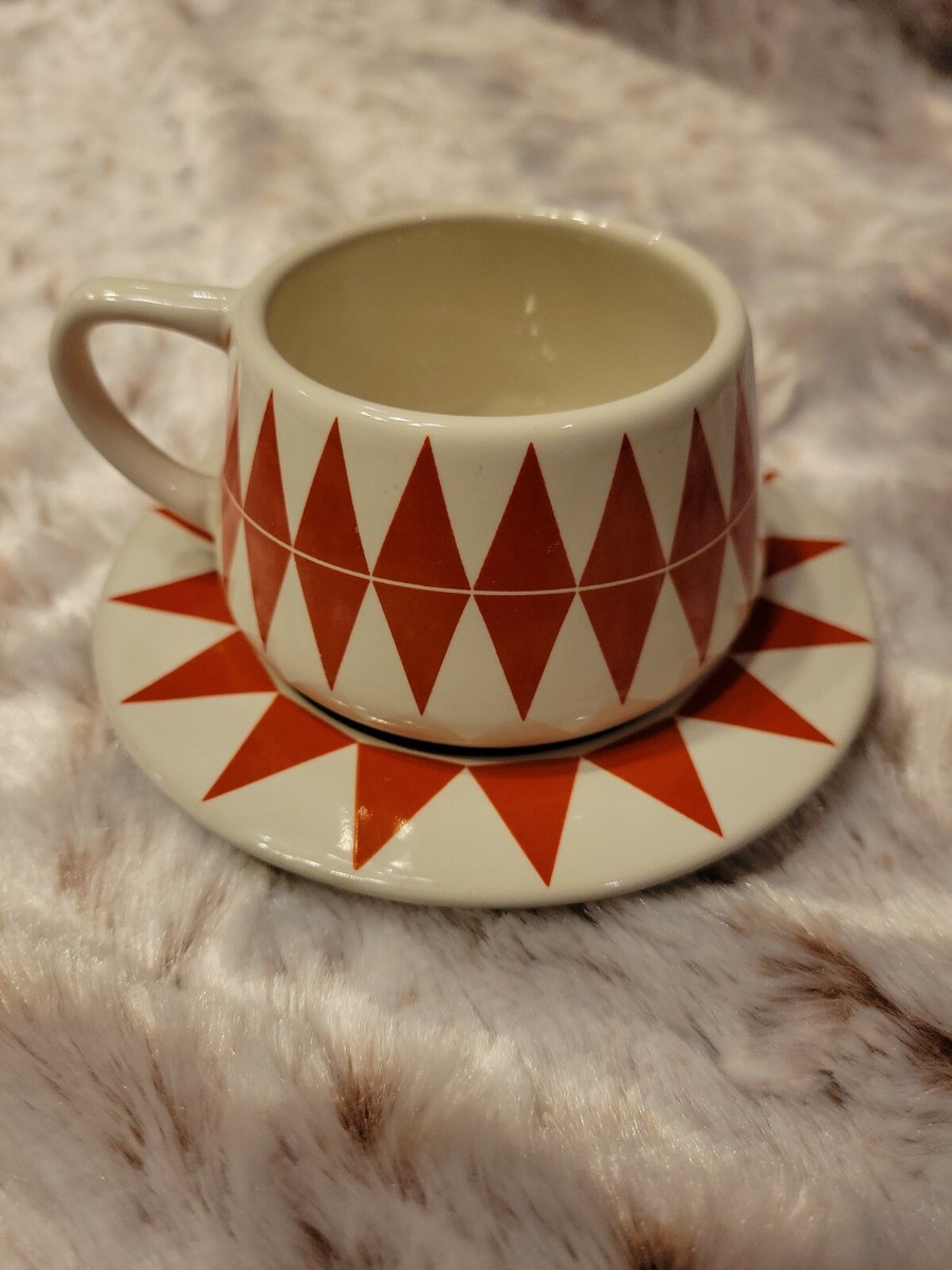 Anna Elzer Oscarson Sweden Design Harlequin Burnt Orange Espresso cup and  saucer