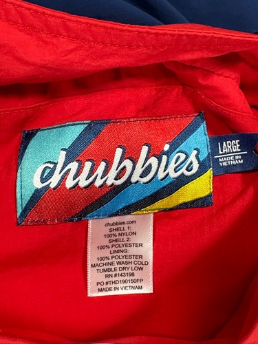 Chubbies Jacket Mens L Red/Blue Reversible Pullover Nordic Fleece Windbreaker - Picture 4 of 19