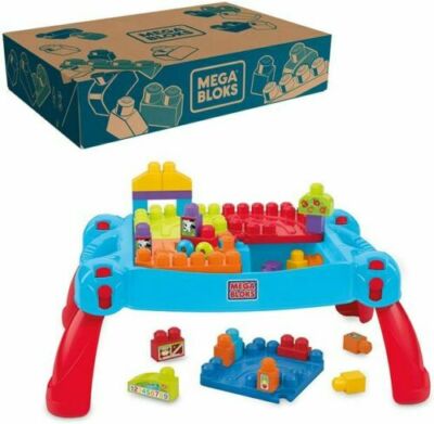 Mega Bloks First Builders Build 'n Learn Table with Big Building Blocks Build...