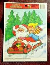 Golden Books SANTA'S MERRY RIDE Frame-Tray Puzzle 8279-25 - 8 " x 11" - New