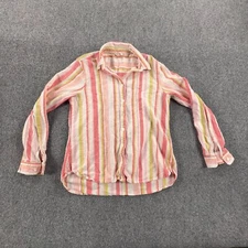 Vintage Espirit Shirt Womens Small Pink Striped Button Up Long Sleeve