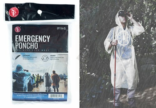 2-Pack Emergency Hooded Rain Poncho Raincoat Reusable Unisex One Size Fits Most - Picture 1 of 3