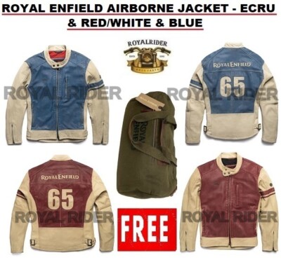 Fits Enfield AIRBORNE LEATHER JACKET ECRU REDWHITE BLUE FREE DUFFLE BAG 