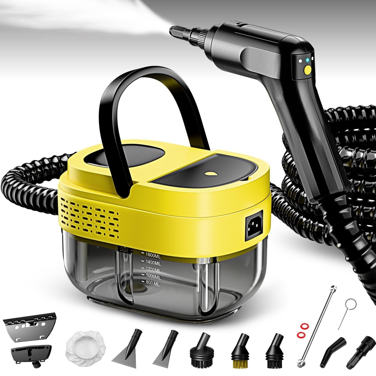Steam Cleaner,15s Heat-Up,1.6L Tank,3-Level Adjustable Handle