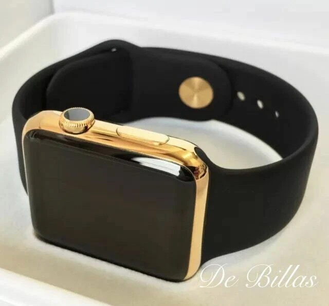 24K Gold Plated 38MM Apple Watch SERIES 3 Black Sport Band Gold Pin GPS+LTE - Image 4 of 4