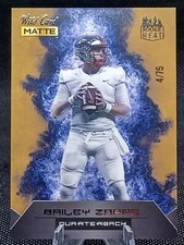 2022 Wild Card MATTE Rookie Heat Bailey Zappe Gold Blue Flames 4/75 JERSEY #