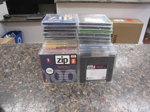 Mix Lot of (40) Vintage Iomega Fujifilm Zip Disks 100MB PC Formatted w/ Cases