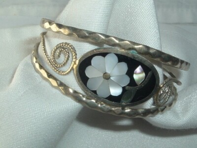 アクセサリー Mexican silver bracelet vintage MEXICO 925 Sterling Silver Vintage Floral Vine Swirl Chain