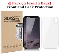 [4-Pack] Front & Back Tempered Glass Screen Protector For iPhone 11 XR XS MAX