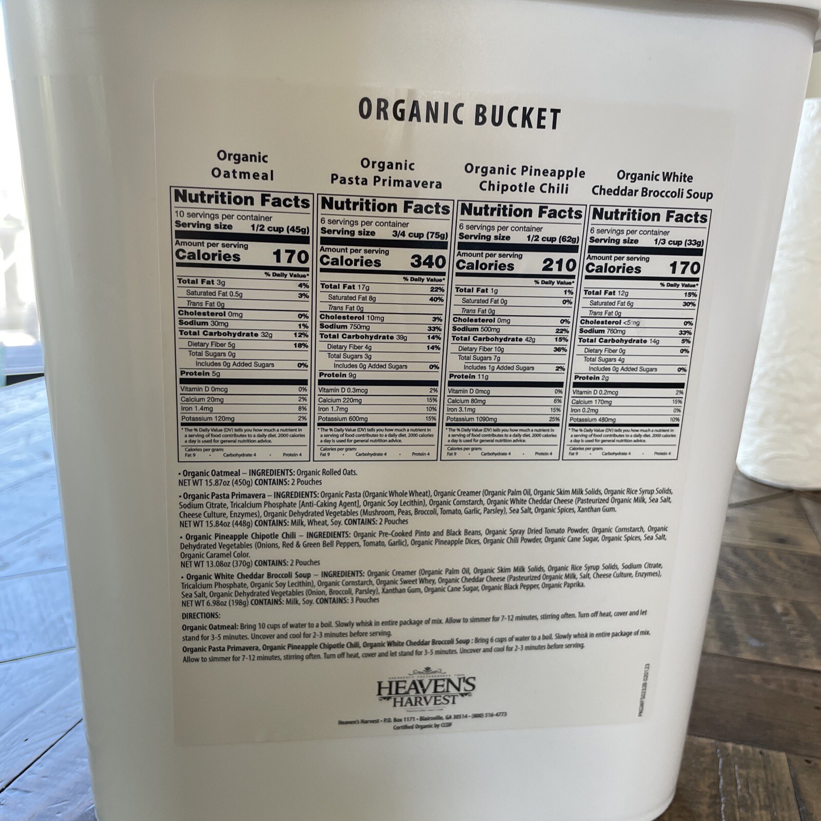 Heaven’s Harvest Organic Freeze Dried Emergency Food Supply Entree Kit