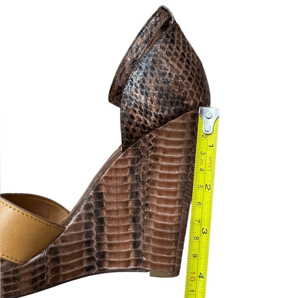 TORY BURCH Brown Leather and Python Platform Wedg… - image 10