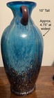 Dale Tiffany Vase Hand Blown Art Glass Teal blue and Gold  — photo 2