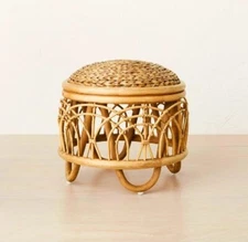 Tenaya Rattan Ottoman By Opalhouse with Jungalow Boho Natural Solid Large NEW