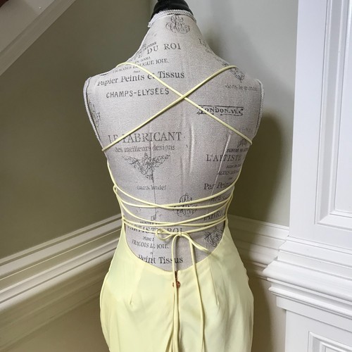 NWT Nookie Entice Drape Gown Maxi Dress Womens Medium Yellow Lemon Tie Back NEW - Picture 11 of 12