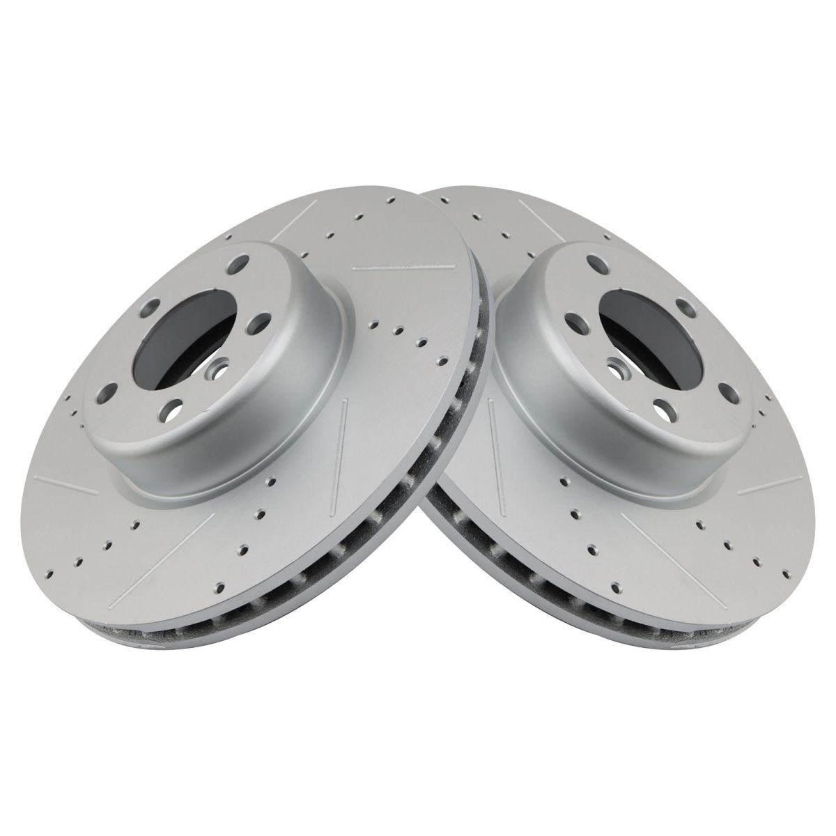TRQ Performance Front Brake Rotors Set Premium G-Coated Slotted Drilled for BMW