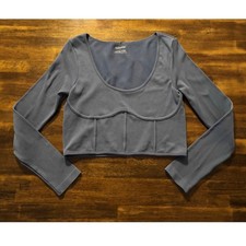 Garage Large Top Seamless Corset Cropped Long Sleeve Pullover Stretch Scoop