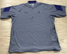 Mens Under Armour Northwestern Wildcats Short Sleeve Pullover Top Jacket Size XL