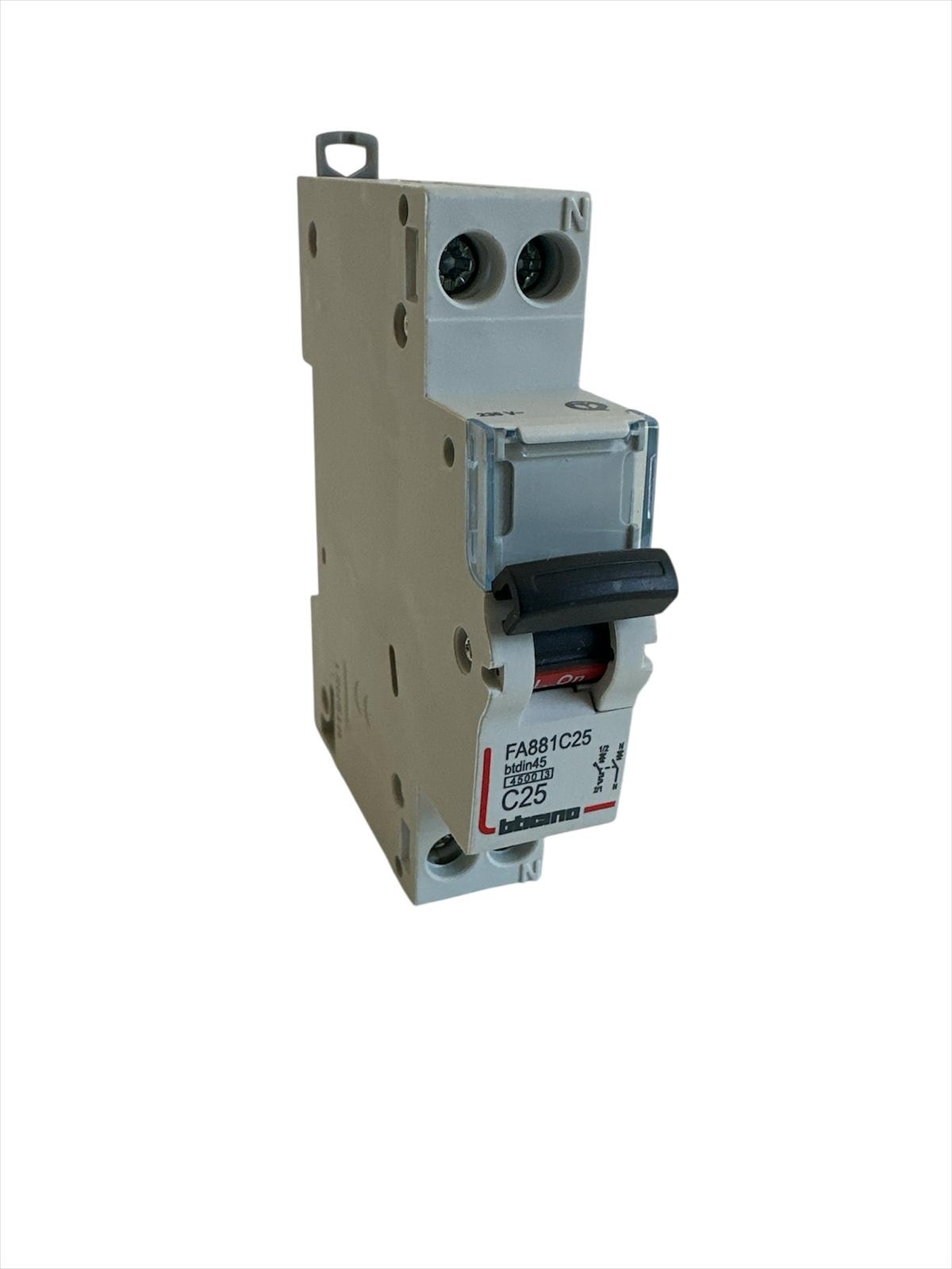Bticino fa881c25 btdin45 - interruttore magnetotermico 1p+n curva c 25a 4,5ka