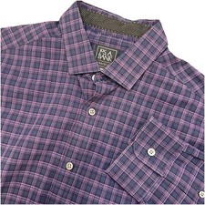 Jos A Bank Traveler Men Large Plaid Button Down Shirt Travel Tech Tailored Fit