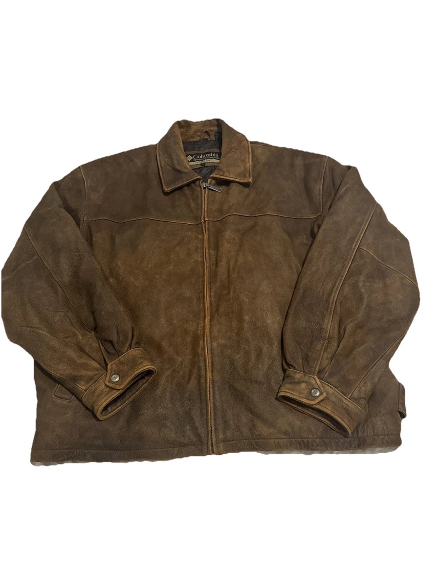 Vintage Columbia Sportswear Genuine Leather Jacket Brown Men's