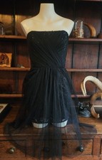 Womens Black Lace, Sheer Strapless Dress