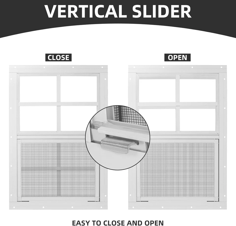 2-Pack Shed Windows, 12" W x 18" H, Flush Mount with Tempered Glass and Screen - Image 3 of 4