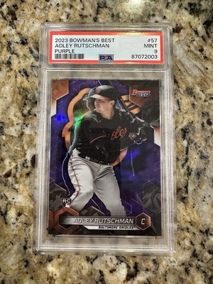 Adley Rutschman RC /250 PSA Graded Mint 9 Purple Red Sox Orioles Baseball Card