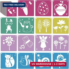 30Pcs Spring Stencils for Kids 8 Inches Sidewalk Chalk Stencil Large Drawing Ste