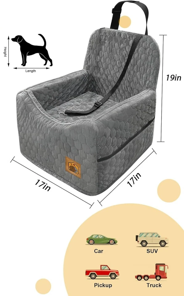 Asiento de coche para perros pequeños/medianos, asiento elevador de espuma viscoelástica para perros, seguridad de viaje Foto 3 de 4