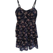 Navy Floral Tiered Dress w/Pink &Yellow Flower, Summer Dress, Feminine, Festival