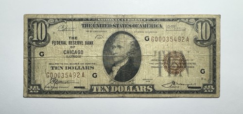 1929 $10 Federal Reserve Bank of Chicago, Illinois