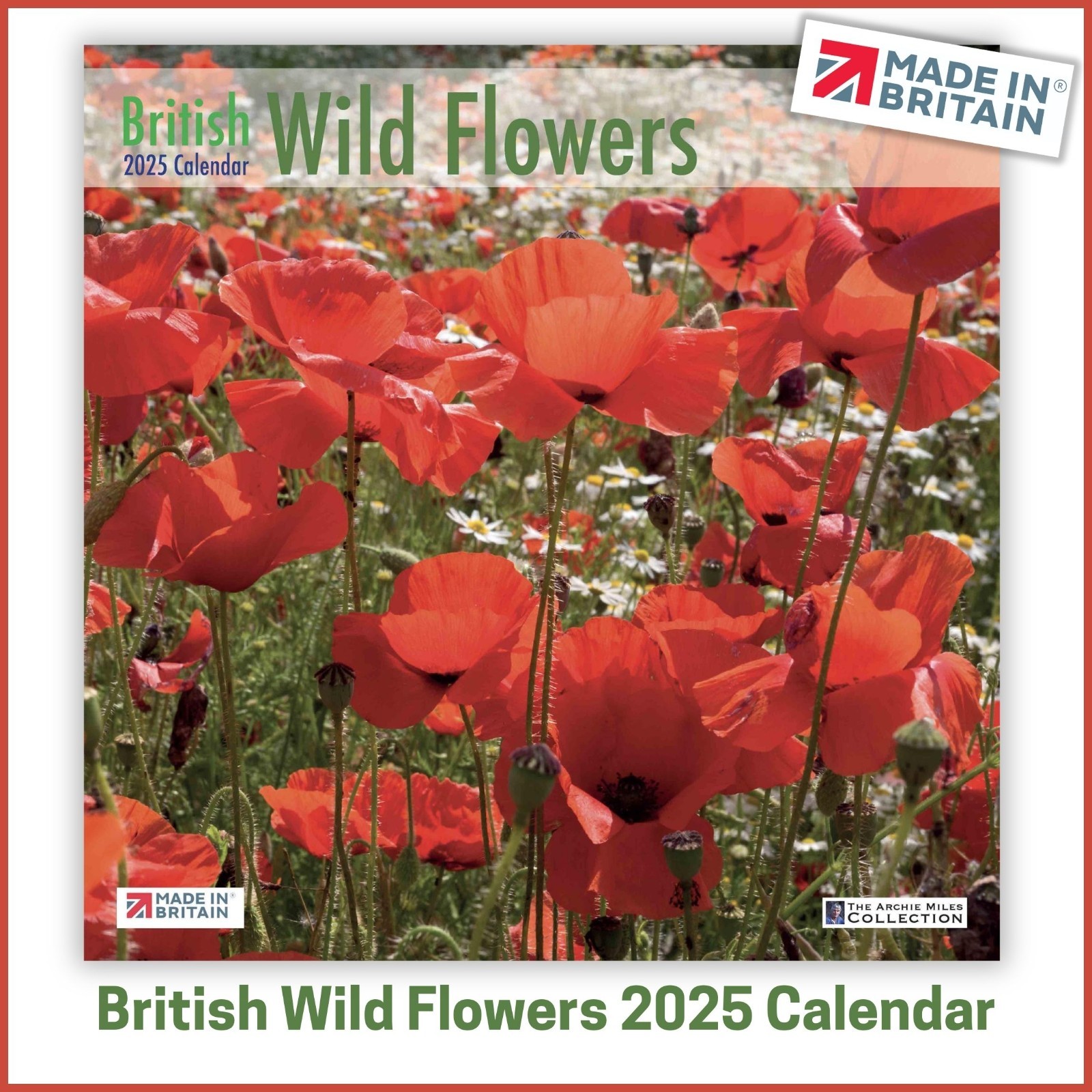 Calendar 2025 Wild Flowers UK Holiday Official Large MADE IN BRITAIN®