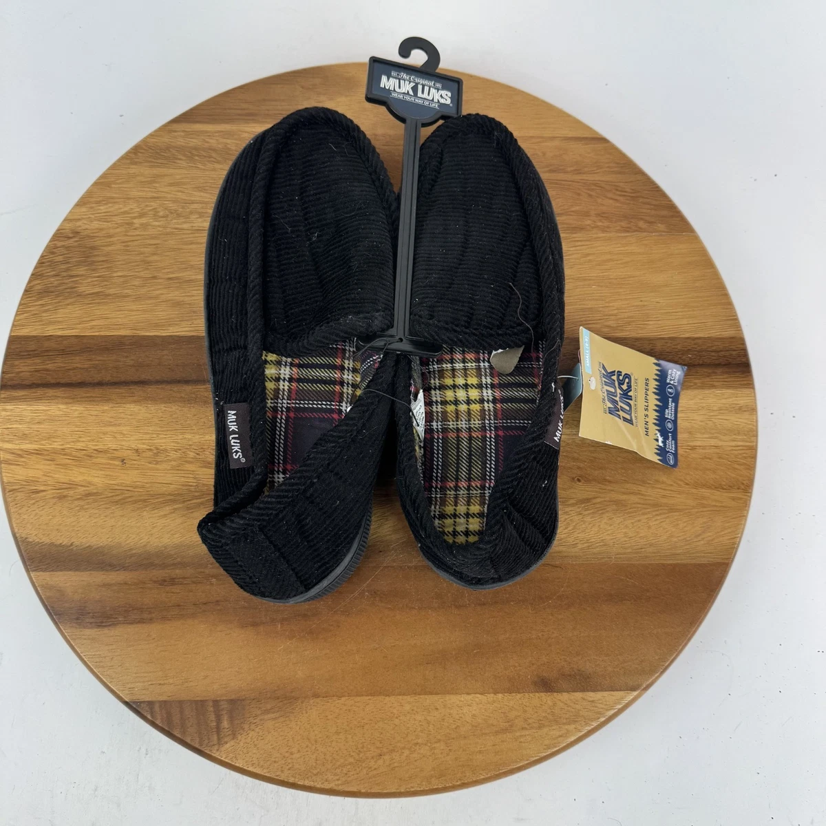 New Mens Muk Luks Corduroy Black Casual Comfort Slippers  display picture 3